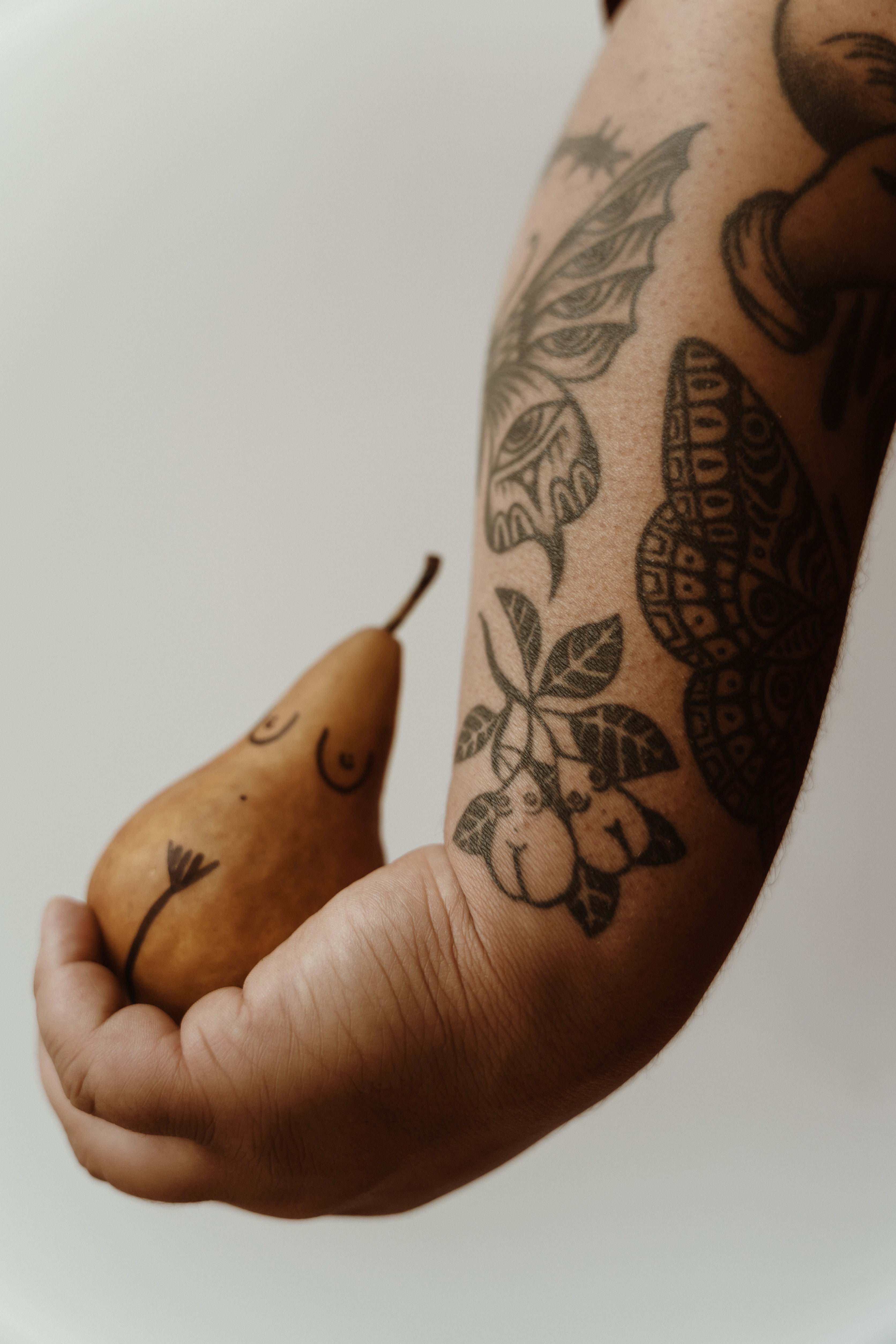 Tattoo tagged with: small, matching, matching tattoos for couples, micro,  peach, hongdam, tiny, love, food, pear, ifttt, little, nature, wrist,  couple, fruit, illustrative | inked-app.com